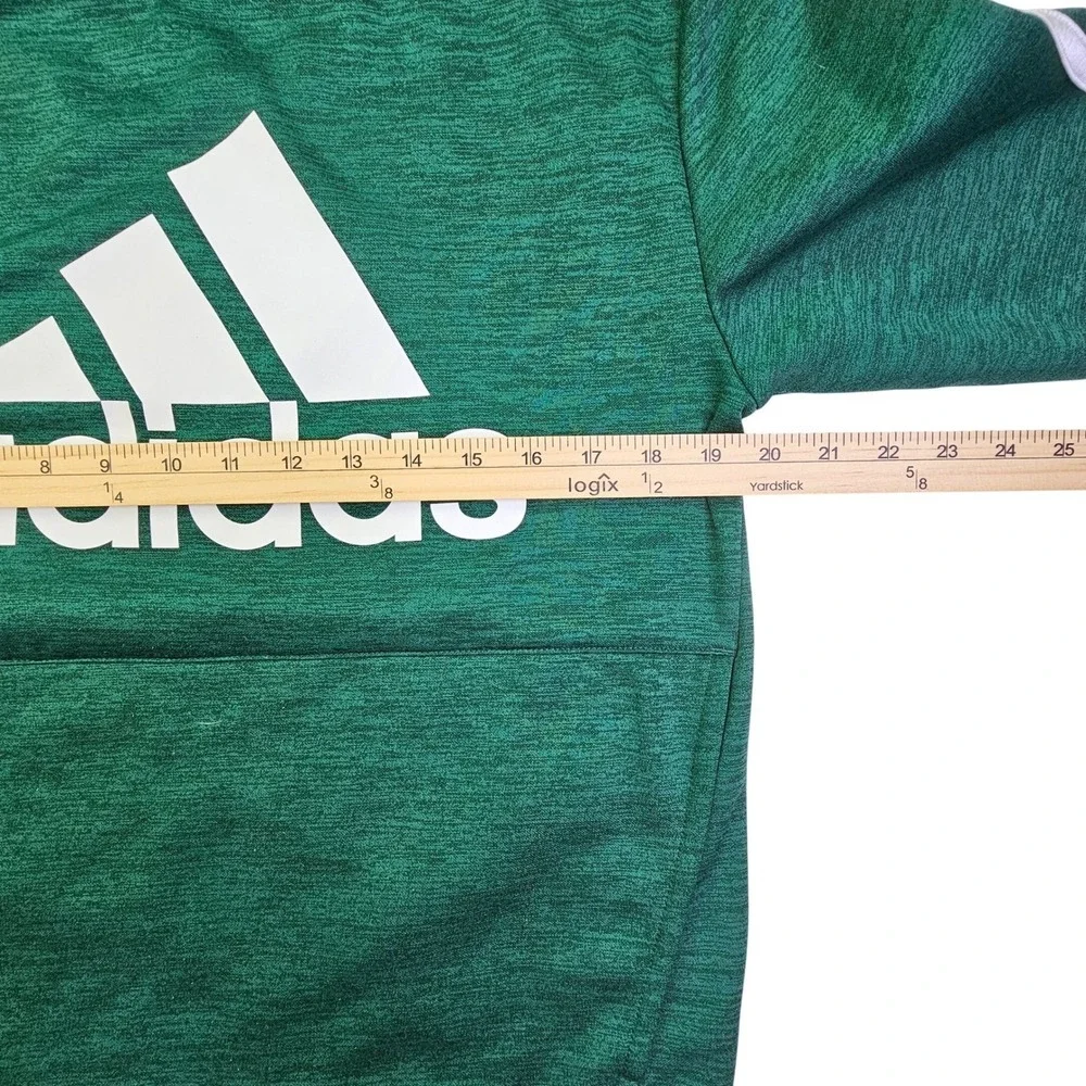 Adidas Boys XL 18/20 Green Heathered Pullover Hoodie 3-Stripe Logo Sweatshirt - Picture 7 of 11